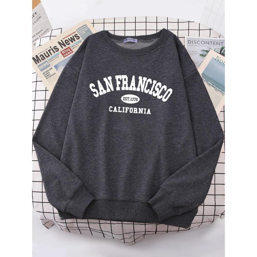 Sanfrancisco Est.1776 California Letter Street Толстовки Женская уличная толстовка с капюшоном Хипстерская толстовка оверсайз Универсальный топ в стиле хип-хоп