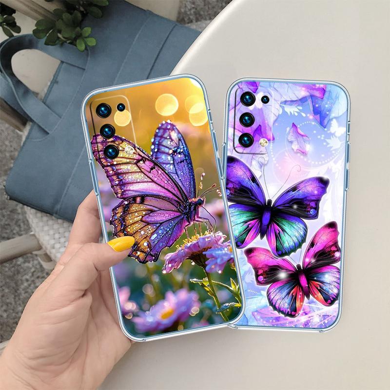 RA9 Colorful Butterfly Transparent Phone Case for Motorola Moto G7 G8 G9 G84 G85 G73 G24 G15 Z2 Play Power Plus