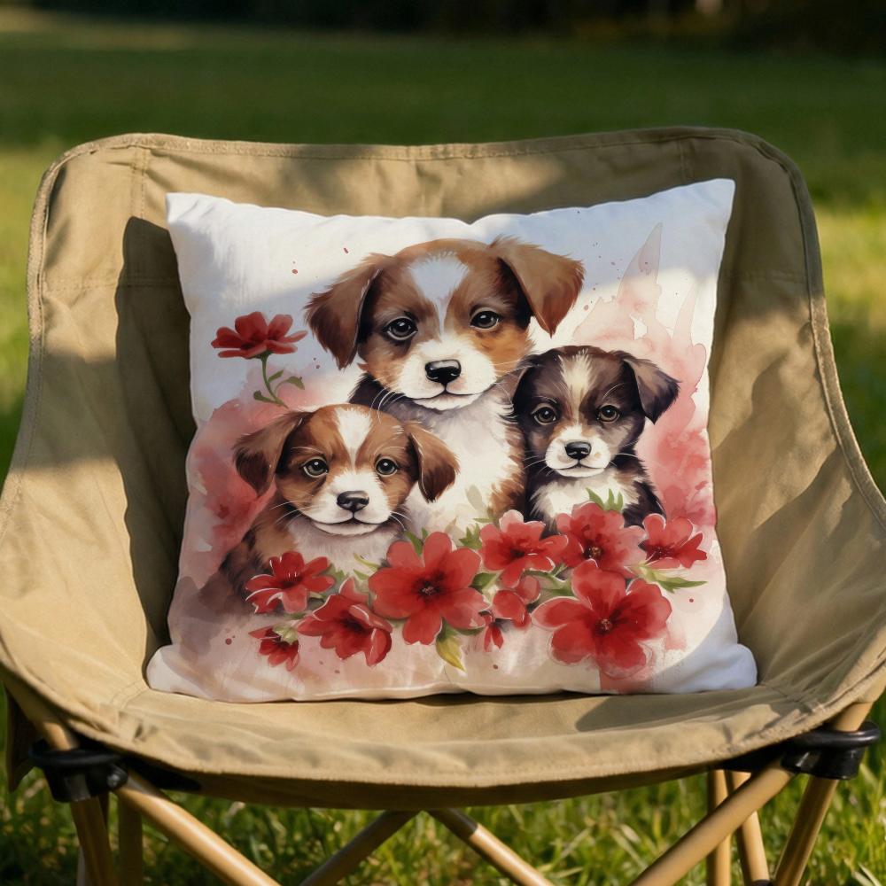 Cute Watercolor Pet Dog Cushion Cover Soft Reversible Durable Pillow Cover MultiScene Use for Home Car Daily Comfort