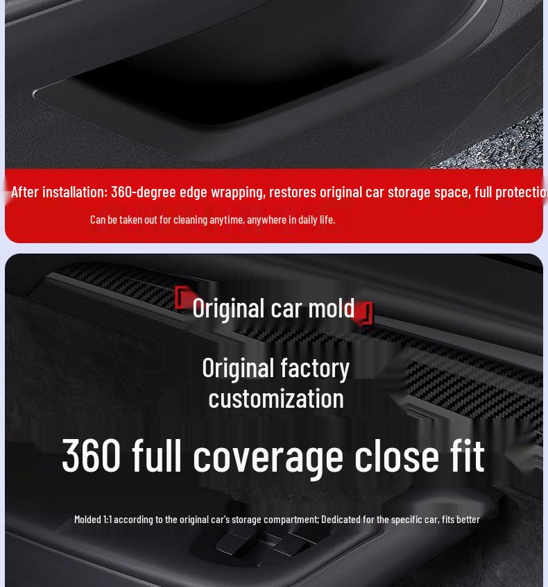 Tesla Model 3/Y Refreshed Door Slot Full Coverage Storage Box & Mat Accessories