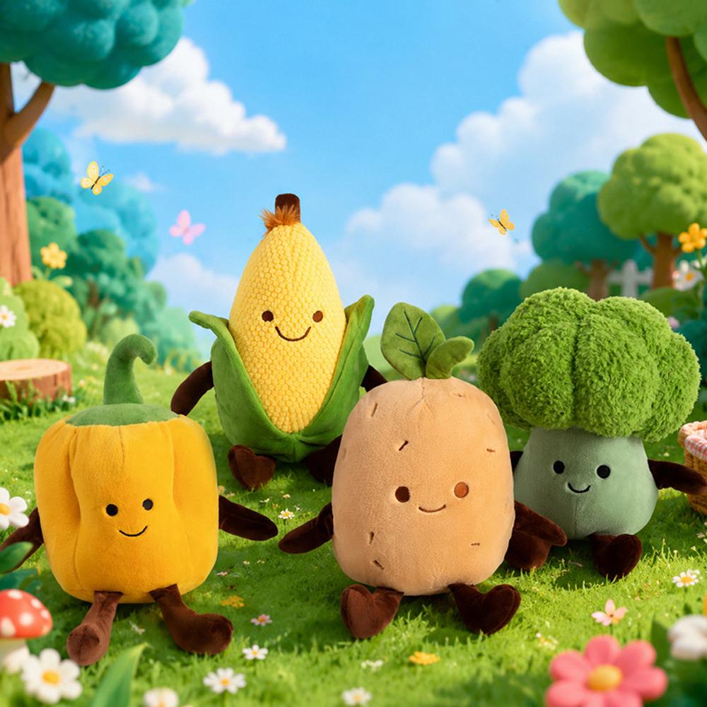 Cartoon Vegetable Plush Toys Crying Onion Smiling Cabbage Corn Potato Red Pepper Soft Dolls Radish Broccoli Eggplant Plushie