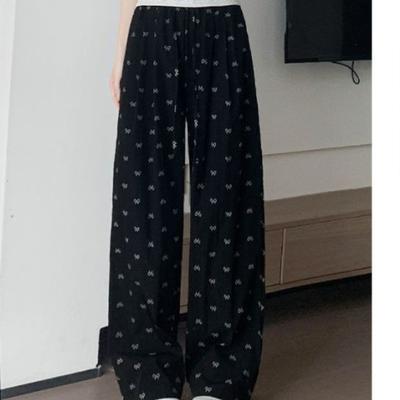 Нишевые брюки-бантики в стиле кэжуал для женщин на лето, новые с высокой посадкой, драпированные, широкие брюки, стройнящие, ленивые прямые брюки-трубы из ледяного шелка