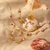 Beach Ocean Titanium Steel Jewelry Set Conch Shell Necklace Bracelet Starfish Earrings Accessories