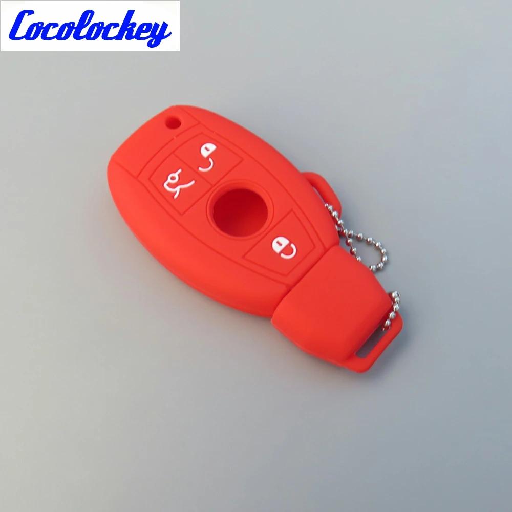 Силиконовый чехол для ключа автомобиля Cocolockey Резиновый держатель для брелока Подходит для Mb W203 W211 Clk C180 E200 Amg C E S C Защитный чехол 3 кнопки