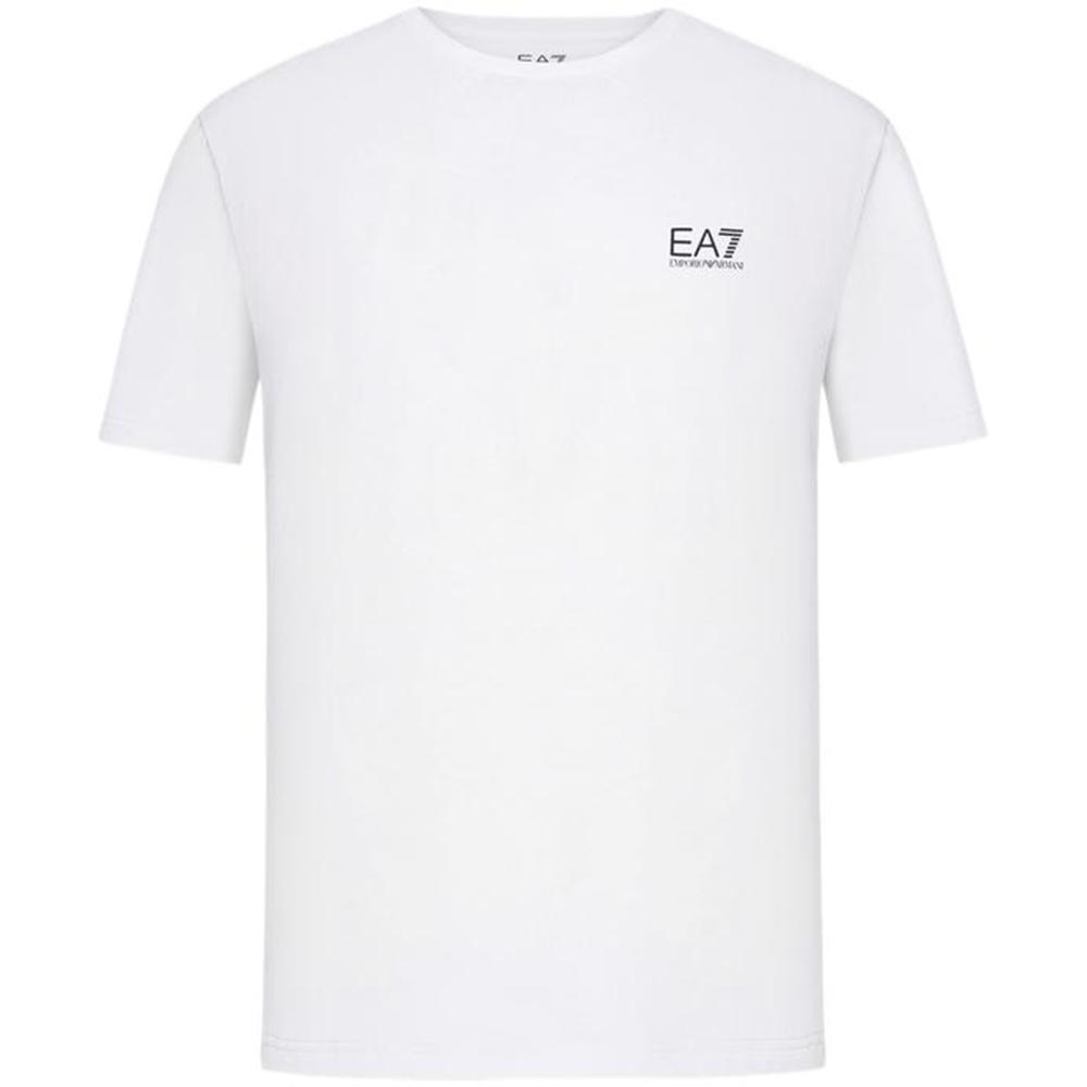 Emporio Armani Ea7 Осень/Зима 23 Футболка с принтом логотипа-буквы, круглым вырезом, коротким рукавом, мужской верх, Белый 3DPTS6-PJ02Z-1100