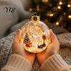 Festive Home Desktop Decorations Lighted Christmas Ornaments, 3D Miniature Scene Hanging Balls with Warm LED Light, Cute Xmas Tree Lights Reindeer