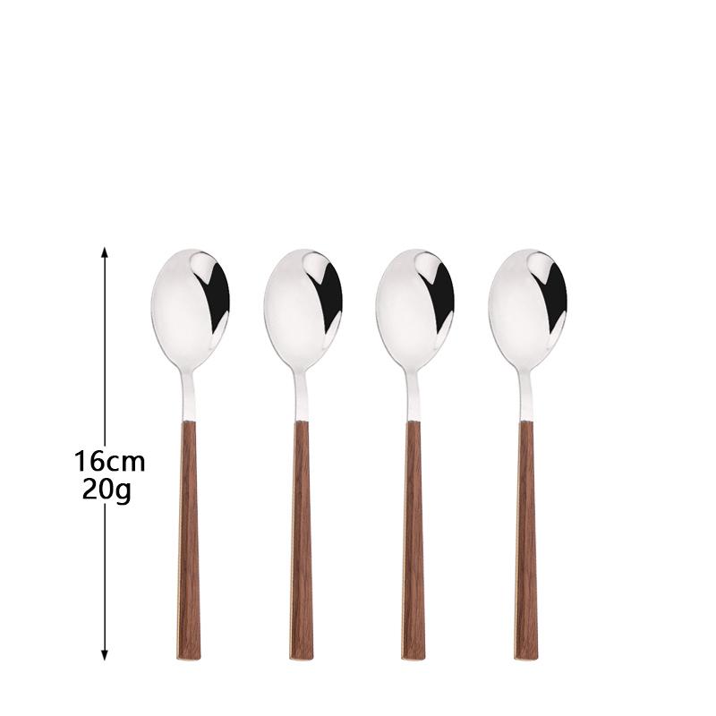 4/12/16Pcs Cutlery Set Chopsticks Knives Forks Spoons Tableware Set with Imitation Wooden Handle Korean Japanese Dinnerware Set