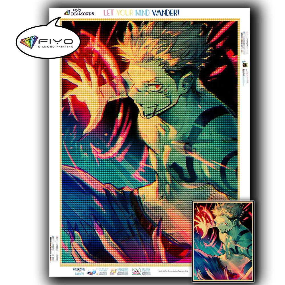 5D DIY Алмазная вышивка Аниме Дзюдзюцу Кайсен Картина Стразы Алмазная живопись Бумага Винтаж Плакат Алмазная мозаика Рукоделие Домашний декор