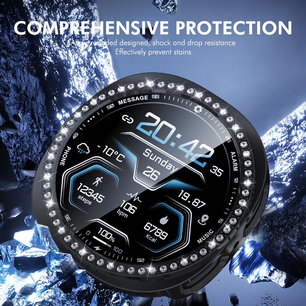 ENKAY HAT PRINCE For Samsung Galaxy Watch8 40mm Case with PMMA Screen Film Rhinestone Decor PC Watch Cover