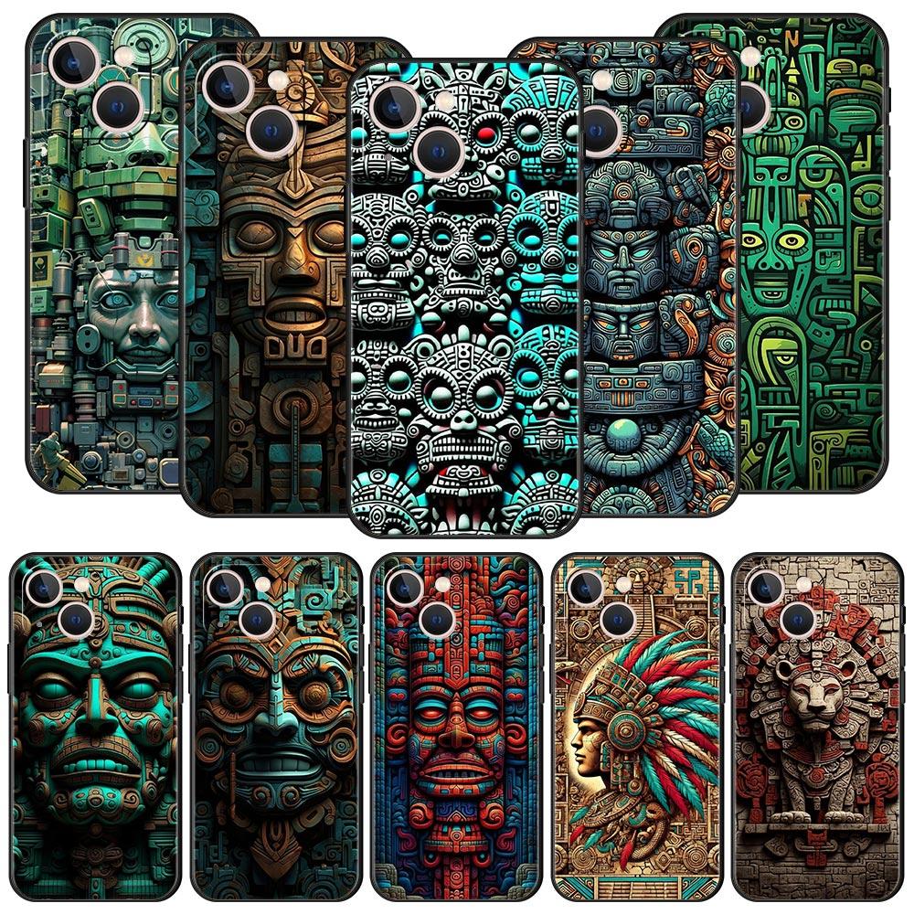 Vintage Totem Painting Phone Case Cover for iPhone 17 16 15 14 13 12 11 Pro Max 17 Air Plus Shockproof Soft TPU Shell Fundas Bag