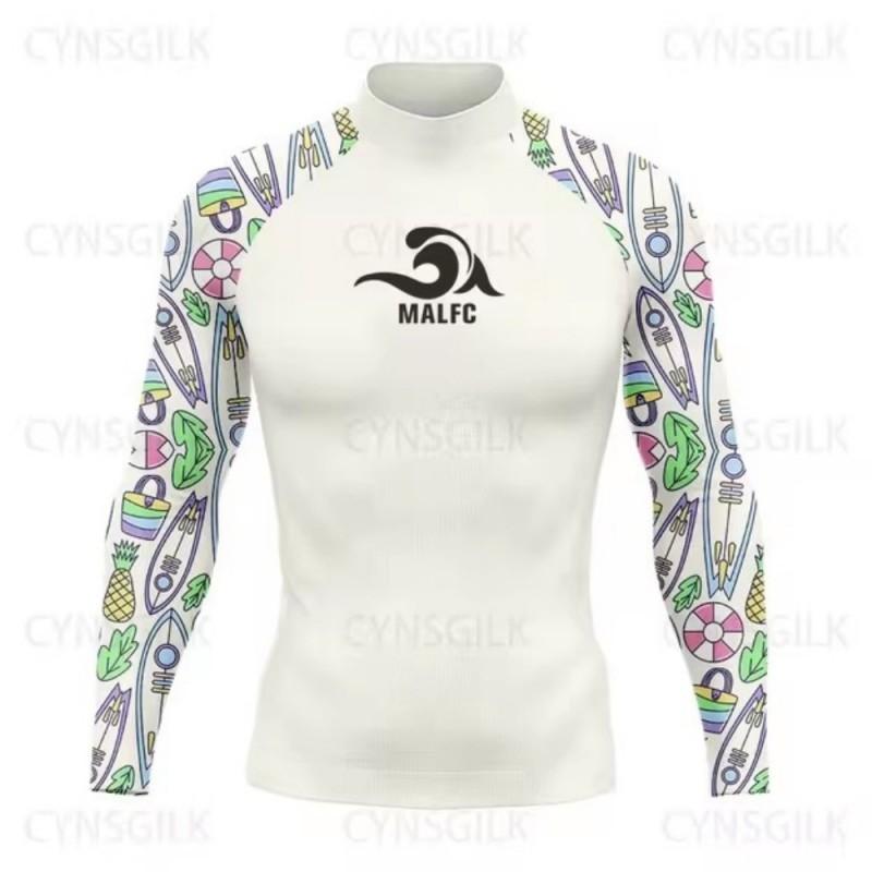Mens UPF 50 Rash Guard Long Sleeve Swim Shirt Surfing Diving Snorkeling Water Sports Quick Dry Bamboo Fiber