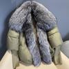 Women New High-end Fur White Duck Down Jacket Silver Fox Fur Collar Warm and Thin Winter