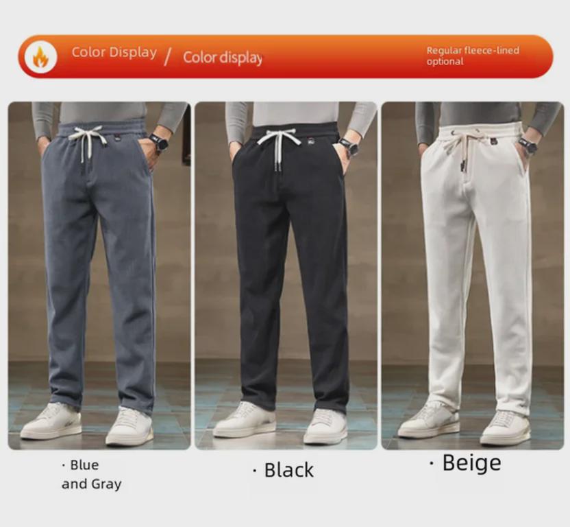 Премиальные мужские ветрозащитные брюки из норкового бархата на весну и осень