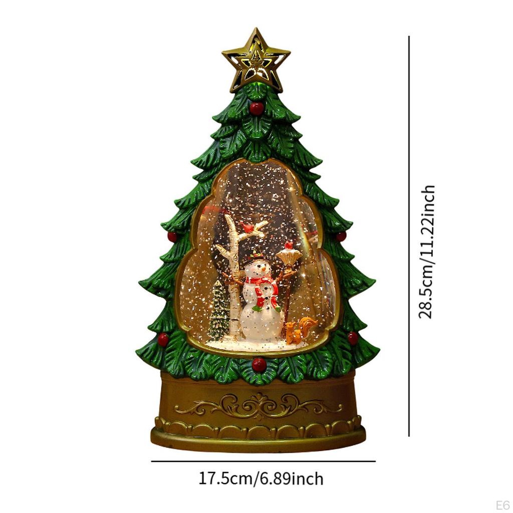 Christmas Snow Globe Lantern Decoration Glitter Music Box Light Up for Living Room Office