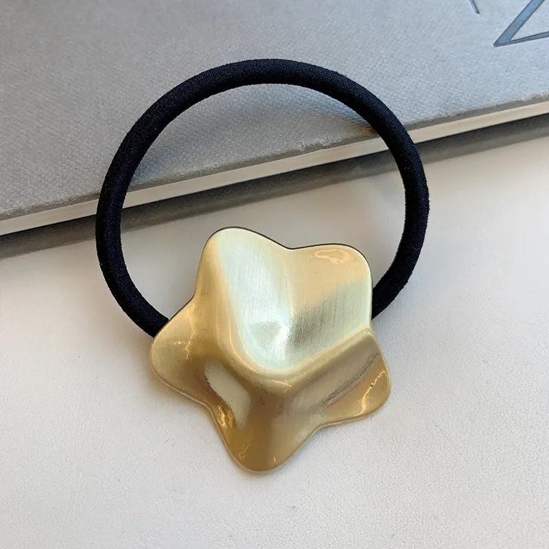 Модная металлическая массивная круглая куполообразная резинка для волос с бантом для женщин, фиксатор для конского хвоста, эластичные резинки для волос, аксессуары для украшения волос для девочек