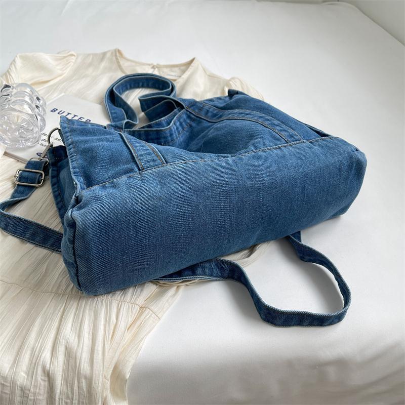 Джинсовая большая сумка Женская сумка через плечо Повседневная сумка через плечо