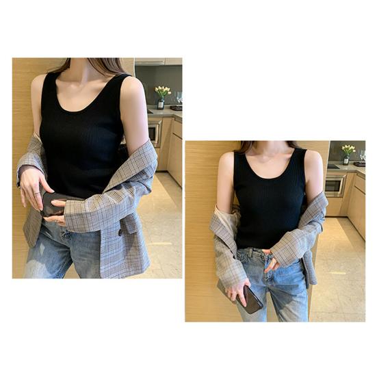 Женская майка без рукавов с круглым вырезом в рубчик, дышащая, облегающая, однотонная, летняя, женская, базовая, повседневная, майка-майка, повседневная одежда