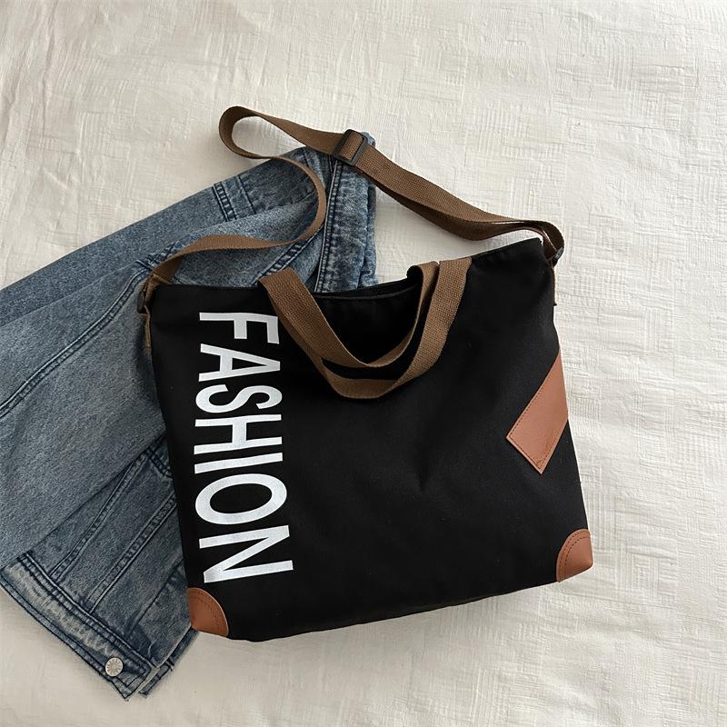 Новинка 2024 года, модная повседневная сумка большой емкости, универсальная парусиновая сумка через плечо, сумка для покупок