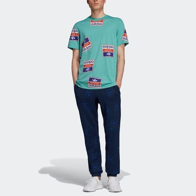 adidas originals Printing Round Neck Short Sleeve Green Men's DV2073