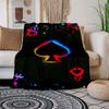"Neon Spade Playing Card Art Print"Blanket Flannel Throw Blanket for Sofa, Bed, Travel, Camping, Office