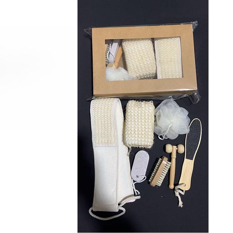Bath Shower Gift Set 7 Piece Loofah Washcloth Scrub Brush Pumice Stone Exfoliating Kit