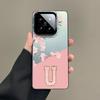 Подарочный чехол для телефона для Xiaomi Redmi Note 15 14 5G 13 12 10 11 Pro Plus 4G 15C 14C 13C 12C Серебристый IMD чехол Розовый Цветок с буквой U
