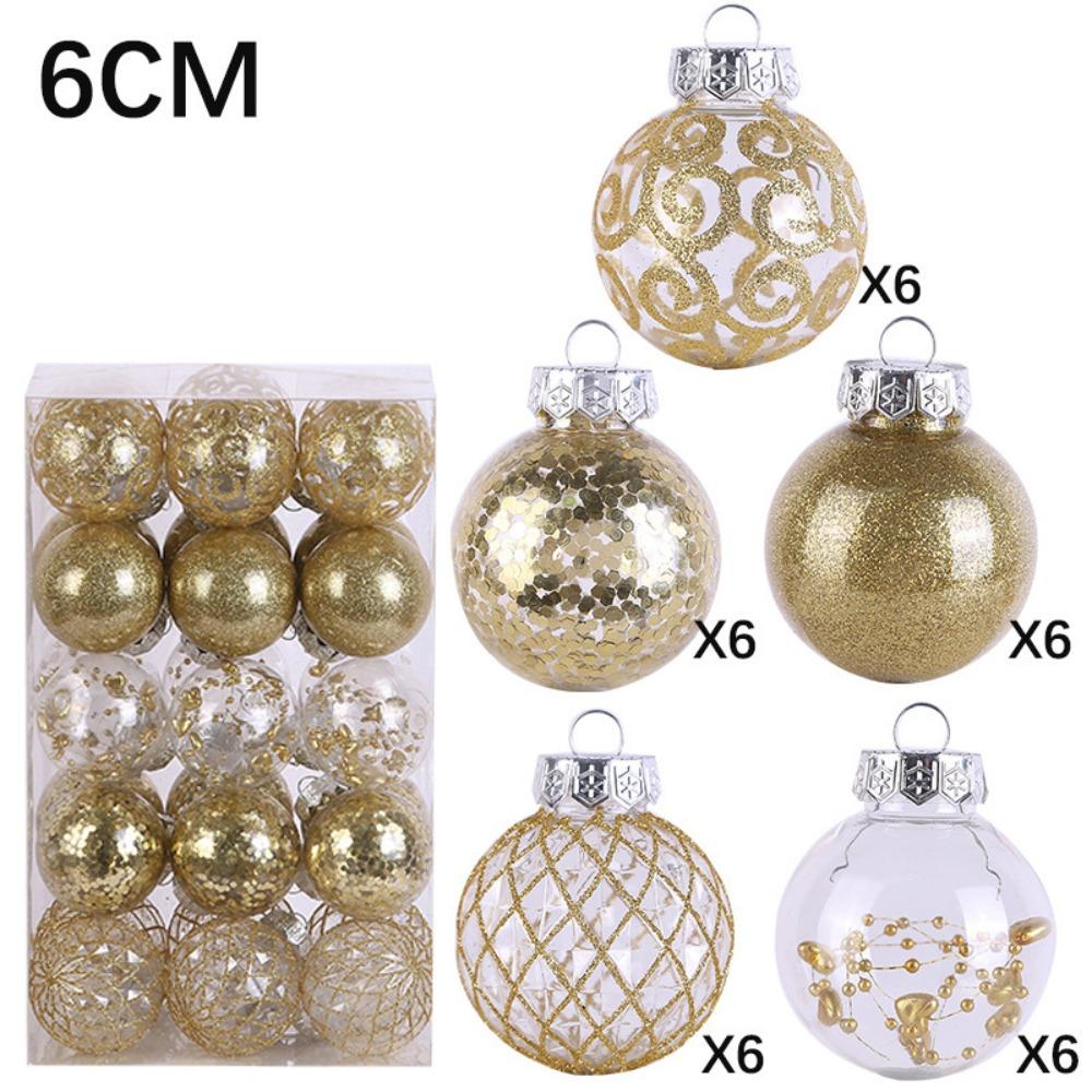 Plastic Christmas Tree Balls 6CM Xmas Baubles Fashion Christmas Ball Set Home
