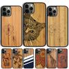 Бамбуковый Деревянный ЧЕХОЛ-КРЫШКА С ИЗОБРАЖЕНИЕМ ЖИВОТНЫХ Для iPhone 17 Air 15 16e 14 13 12 Pro Max 11 Pro Max Plus Coque Shell