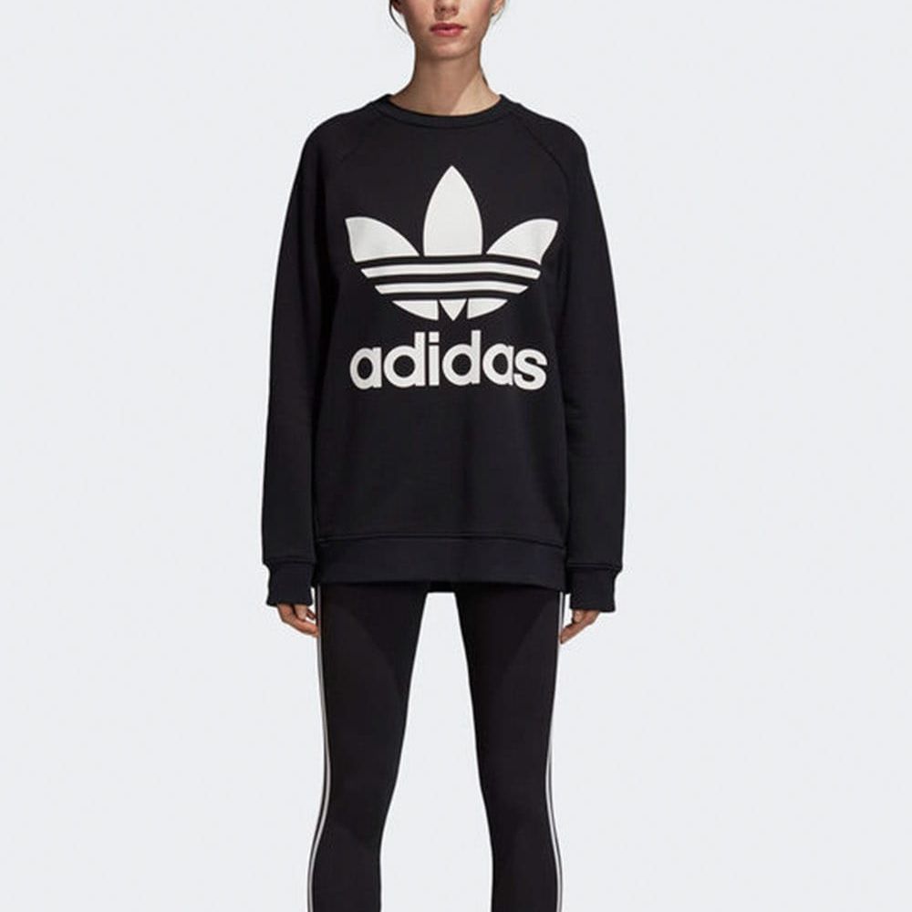 adidas Оригиналы Серия American Vintage Большой Логотип с Буквой Флис Круглый Вырез Пуловер Повседневная Толстовка Женская Черный DH3129