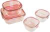 Набор стеклянных контейнеров iwaki для хранения в микроволновой печи, устойчивый к нагреванию, розовый, квадратный, 4 шт. PS-PRN-4P1
