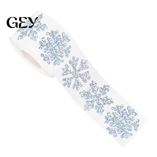 Roll Labels for Craft Projects 500PCS Christmas Hat Stickers Roll, Waterproof PET Self-Adhesive Labels, Themed Decorative Decals Flash Glitter