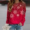 Fall Autumn Women'S Fashion O Neck Long Sleeve T-Shirt Loose Clothes Snowflake Print T Shirt