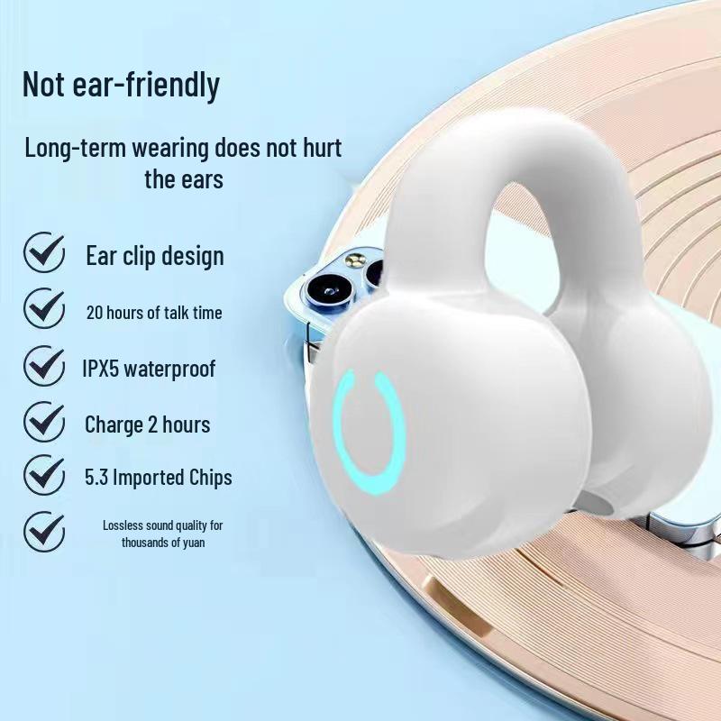 YX09 Ear Clip Wireless Gaming Earphones: Long Battery Life, Ultra-Low Latency, Sports Compatibility.