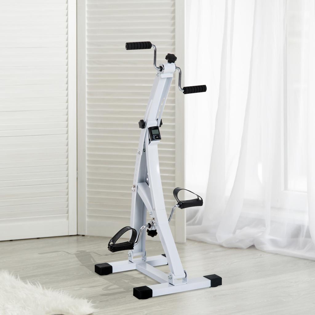 Exercise Bike Cycle Trainer Arm and Leg Pedal Exerciser with LCD Display Indoor Home Cardio Workout Resistance Adjustable