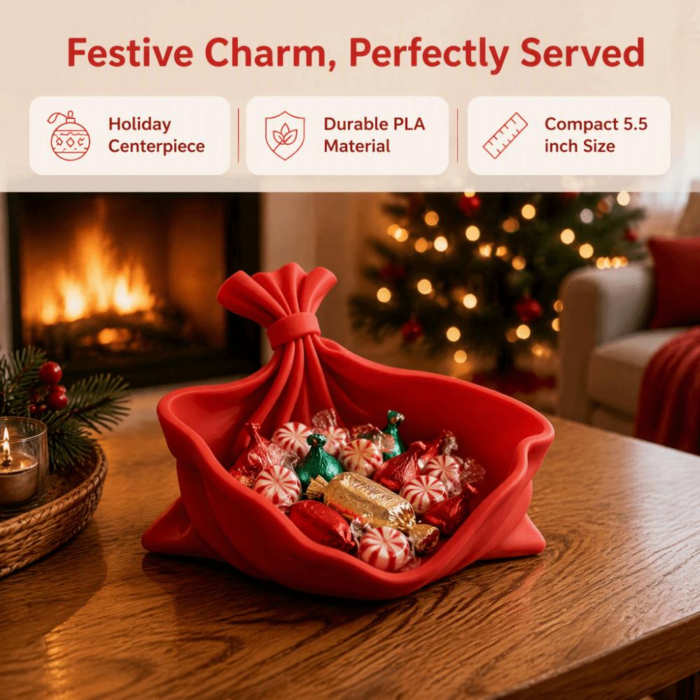 Solid-colored Christmas Decorative Storage Tray Wrinkled 3D Printed Tray Home Decor