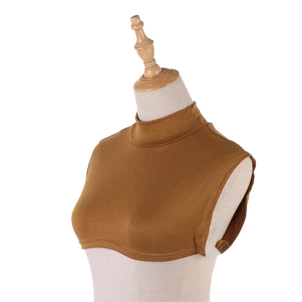 New Womens Muslim Modal Fake False Collar Islamic Hijab Extensions Turtleneck High Neck Cover Warmer Bright Solid Color Half Top