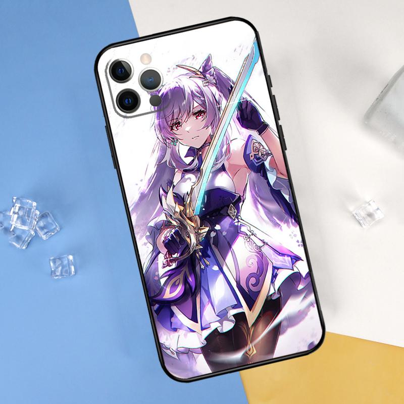 Чехол для телефона Genshin Impact Кэцин Для iPhone 16 Pro Max 12 13 Mini 11 14 15 Pro Max XR 16 15 Plus 16e Защитный корпус