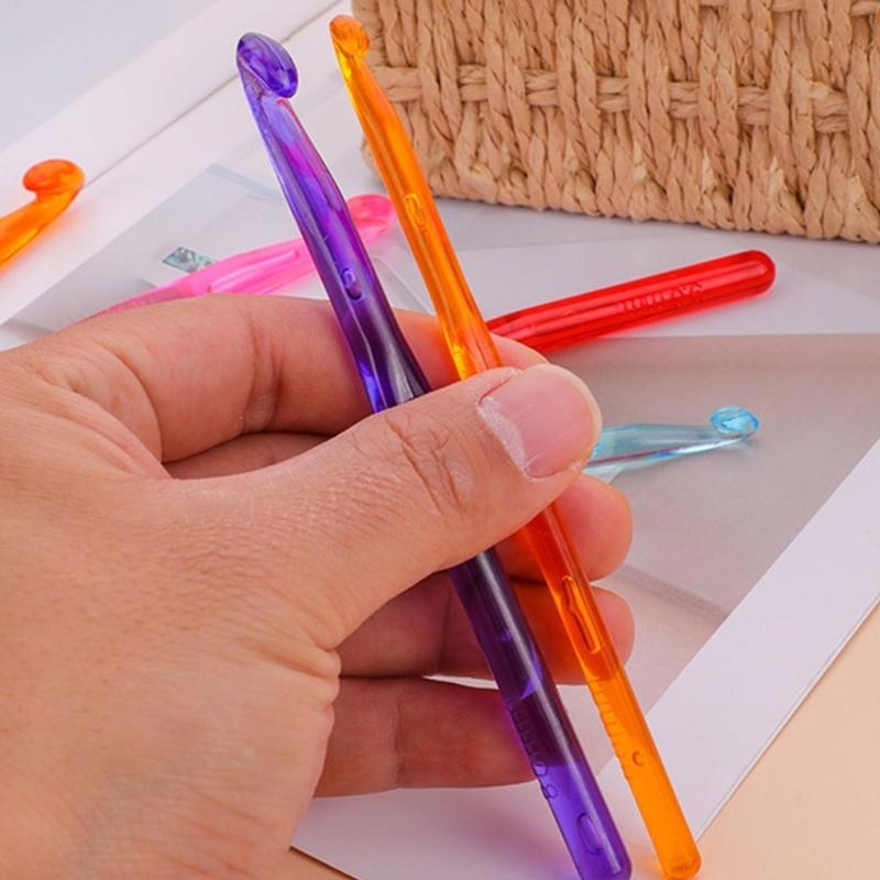 9 шт. Прозрачные Цветные Крючки для Вязания 3-10 мм 12 мм Эргономичная Ручка Крючок для Вязания Игла для Начинающих Опытных Хоббистов