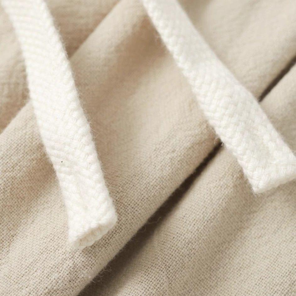 Льняные хлопковые дышащие свободные повседневные пляжные простые однотонные свободные прямые брюки со шнурком