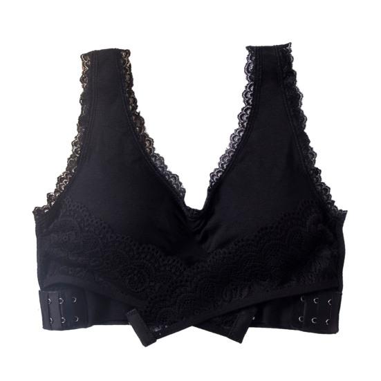 Women Bra Push Up Padded Wireless Shockproof Solid Color Lace Anti-sagging Soft Elastic Sport