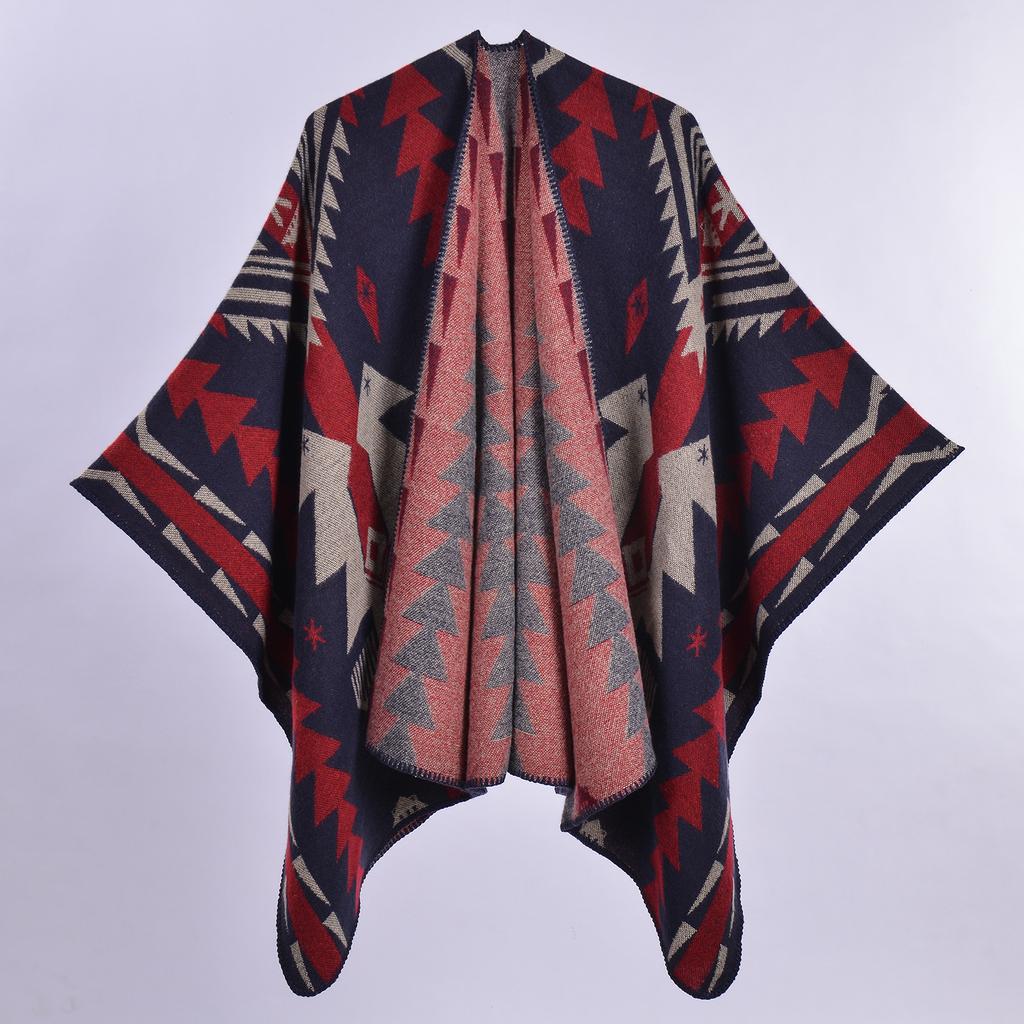 DX Thickened Ethnic Style Women's Shawl Autumn and Winter Retro Indian Style Warm Split Cloak Jacket Amazon Wholesale