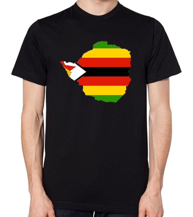 Zimbabwe Flag Map T-Shirt Men Ladies Unisex Top Africa