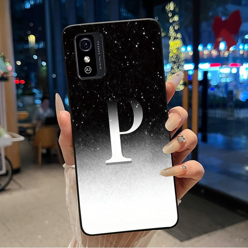 Anti-scratch Case For ZTE Blade L9 Silicone Black Soft Initial Letter With Flower Shiny Starry Sky Pattern Protective Back Case