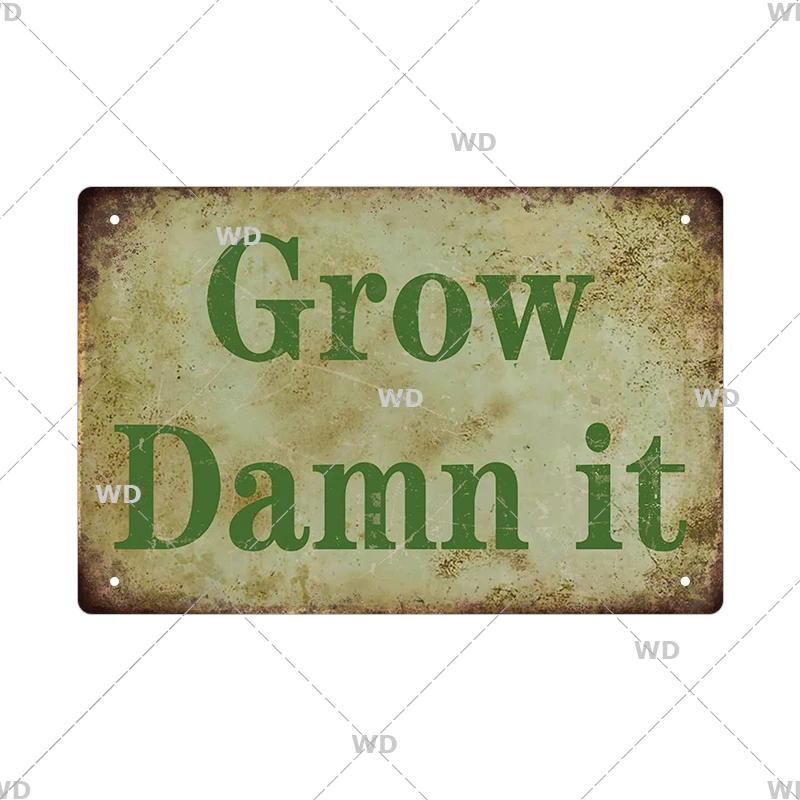 Tin Sign Garden Hoeing Aint Easy Flower Plant Sign Decor Funny Slogans Born with Plants Retro Look Metal Poster FarmhouseSign