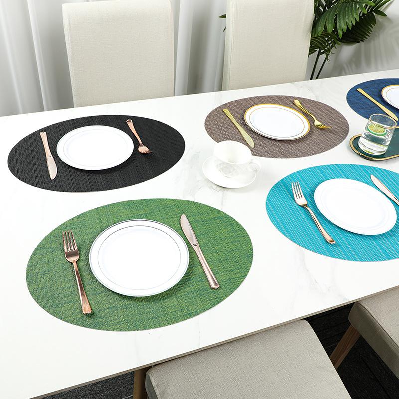 European-style placemat pvc private room hotel restaurant vertical pattern non-slip heat insulation western food mat oval teslin coffee table mat