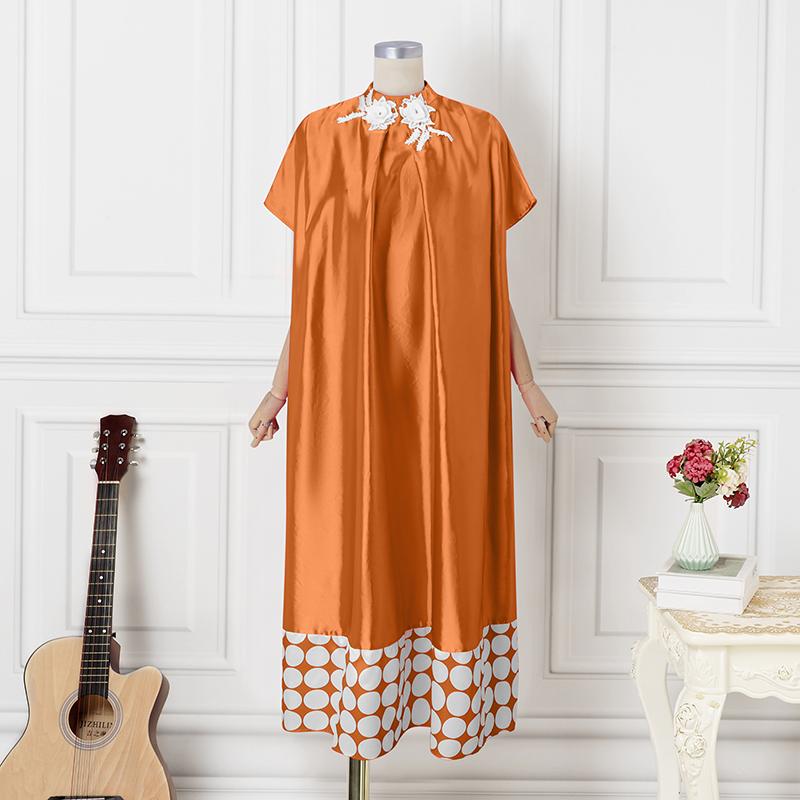 Платье макси свободного покроя с коротким рукавом и принтом для женщин большого размера