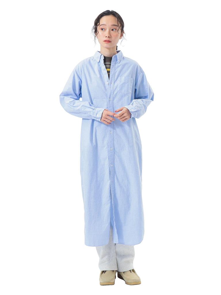 Beams Boy Women's Oxford BD Dress, Long Sleeve, SAX, One Size