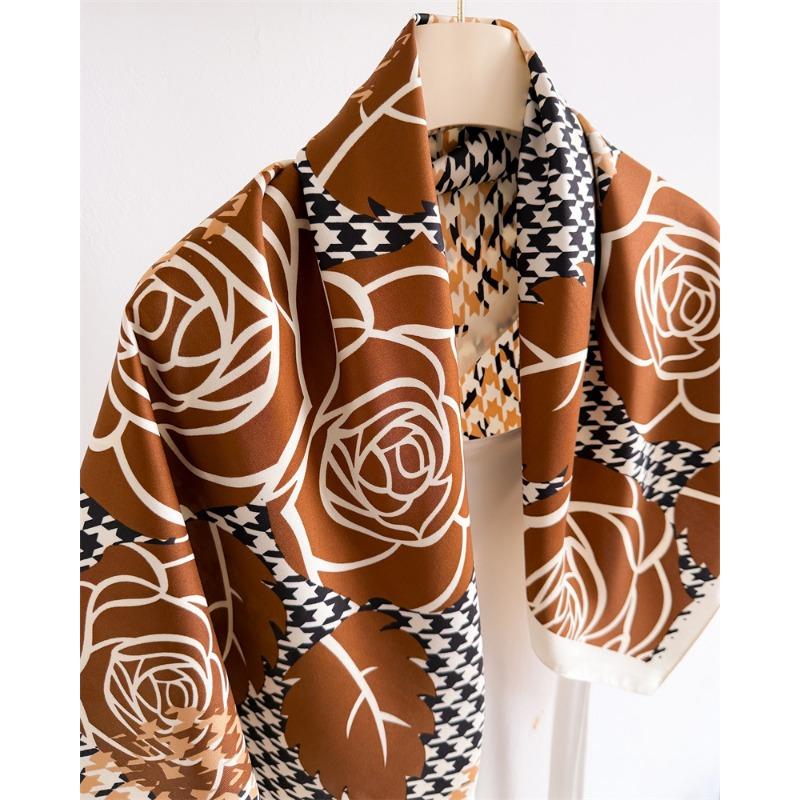 Vintage Plaid Printed Square Scarf For Women Fashion Accessory