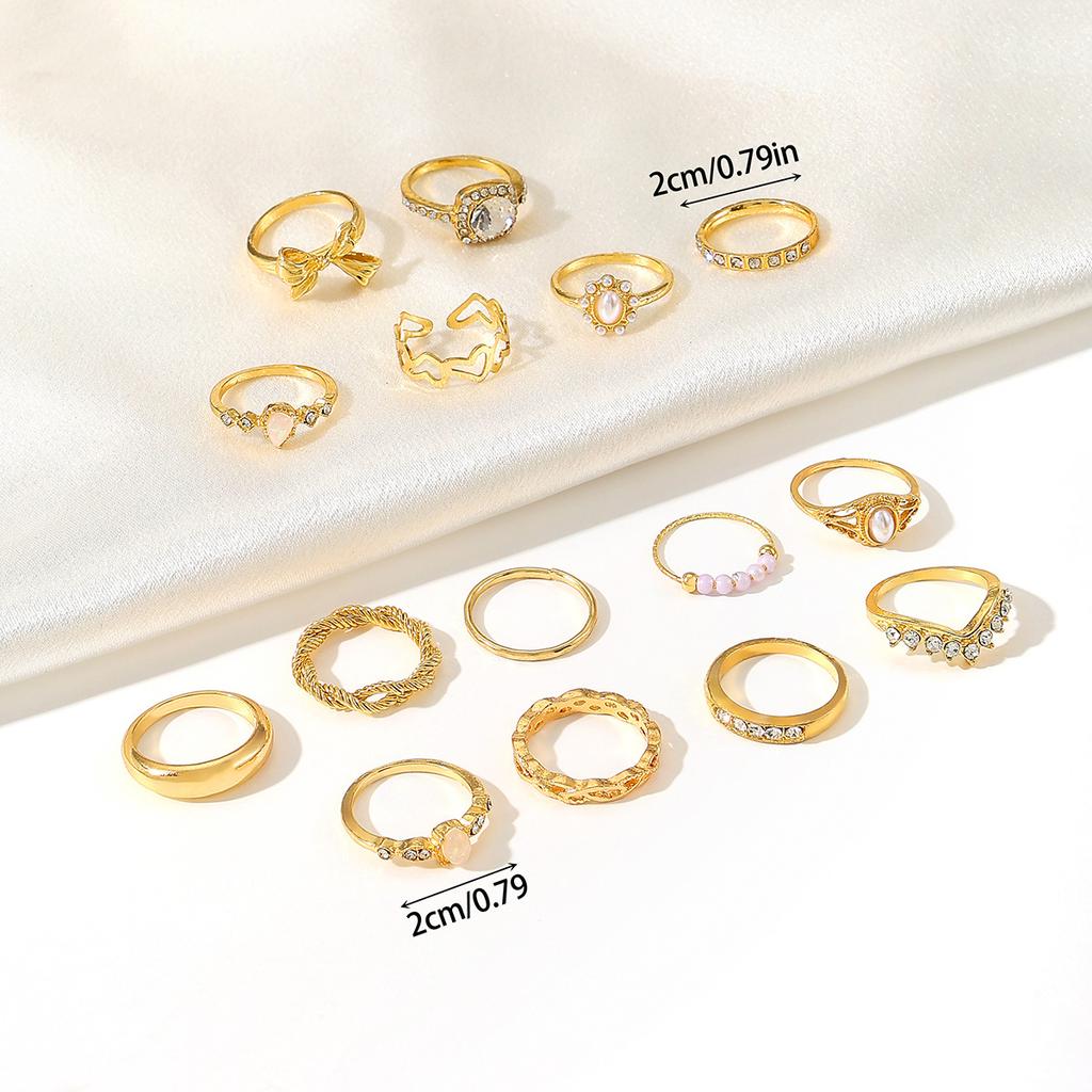 TEMU hot sale new luxury micro-inlaid zircon set ring European and American women's bow set ring set