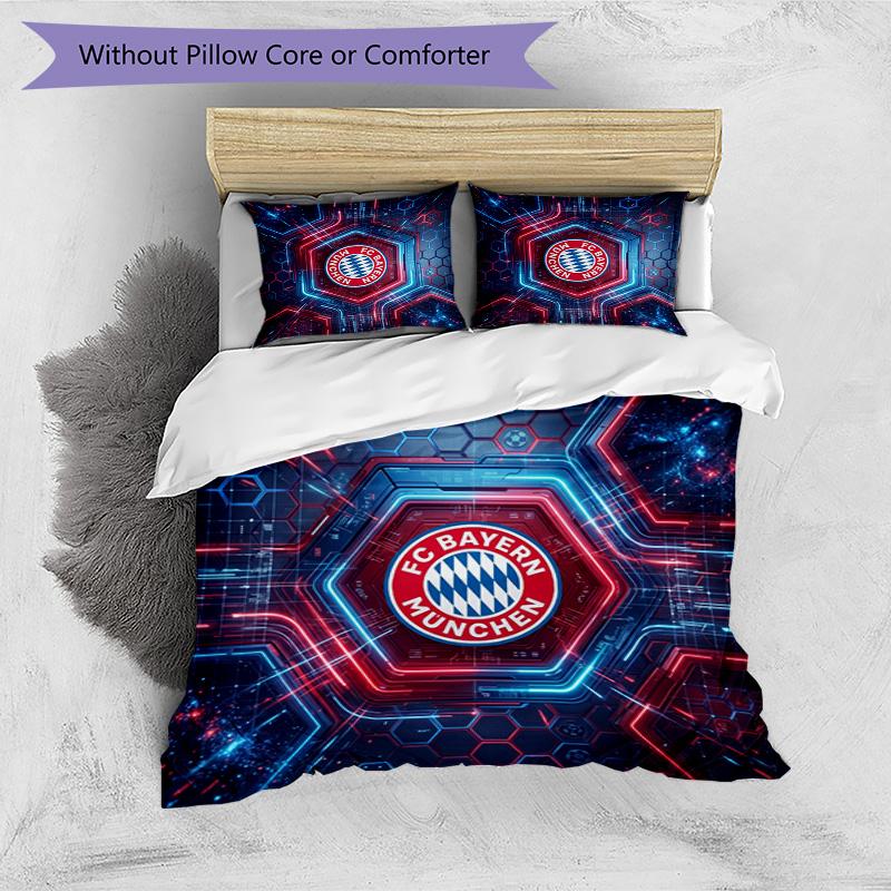 Bayern Munich Pattern Printed 3PCS Bedding Set Soft Skin-Friendly Washable Duvet Cover & Pillowcases Set All Season Bedroom